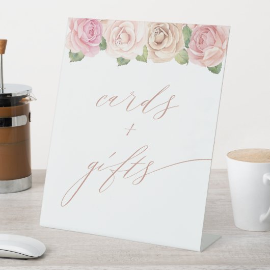 ほこりっぽいバラ水彩フローラカードギフト結婚ズ 台座サイン (インサイチュ)