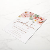 ほこりっぽいバラ水彩フローラ卒業バラ金ゴールド 箔招待状 (回転した状態)