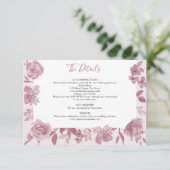 ほこりっぽいバラ水彩フローラ結婚の詳細 エンクロージャーカード (スタンド正面)