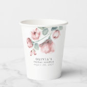 ほこりっぽいバラ水彩花エレガントパーティーシャワー 紙コップ (裏面)