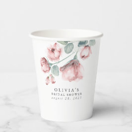 ほこりっぽいバラ水彩花エレガントパーティーシャワー 紙コップ