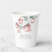 ほこりっぽいバラ水彩花エレガントパーティーシャワー 紙コップ (正面)