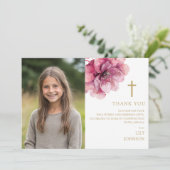 ほこりっぽいバラ水彩花写真の確認 サンキューカード (スタンド正面)