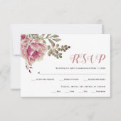 ほこりっぽいバラ水色タイポグラフィ結婚式RSVPカード 出欠カード (正面)
