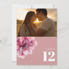 ほこりっぽいバラ水色フローラフォトテーブル番号 招待状