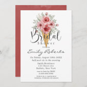 ほこりっぽいバラ牡丹アイスクリームコーンブライダルシャワーインヴィ 招待状 (正面/裏面)