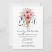 ほこりっぽいバラ牡丹アイスクリームコーンブライダルシャワー 招待状 (正面)