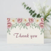 ほこりっぽいバラ牡丹ブライダルシャワーサンキューカード サンキューカード (スタンド正面)