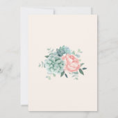 ほこりっぽいバラ牡丹ユーカリ結婚の実 招待状 (裏面)