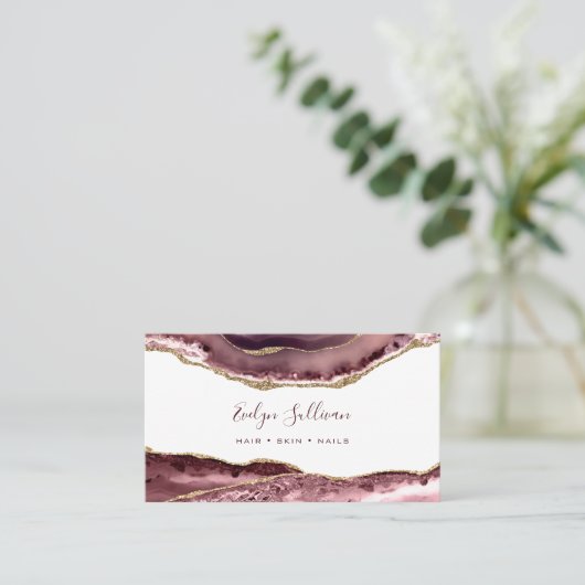 ほこりっぽいバラ瑪瑙の名刺 名刺 (スタンド正面)