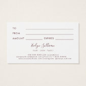 ほこりっぽいバラ瑪瑙ギフトカード (裏面)