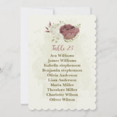 ほこりっぽいバラ白い花席表カード 招待状 (正面)