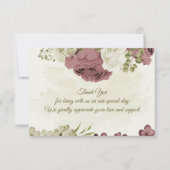 ほこりっぽいバラ白い花結婚植物学 サンキューカード (正面)