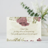 ほこりっぽいバラ白い花結婚植物学 サンキューカード (スタンド正面)