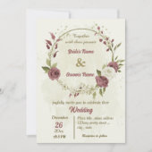 ほこりっぽいバラ白い花結婚植物学 招待状 (正面)