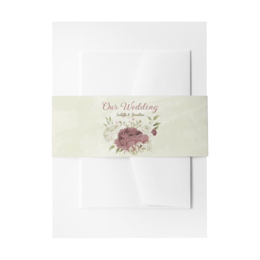 ほこりっぽいバラ白結婚花 招待状ベリーバンド (正面例)