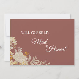 ほこりっぽいバラ秋ボホメイド・オブ・オーナー(花嫁付き添い人)提案カード 招待状
