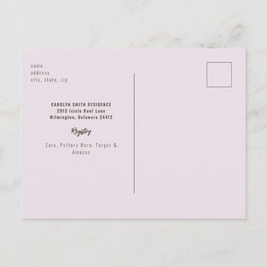 ほこりっぽいバラ素朴ベビーコールドシャワー ポストカード (裏面)