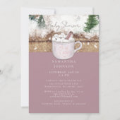 ほこりっぽいバラ素朴ベビー外のシャワーが冷たい 招待状 (正面)