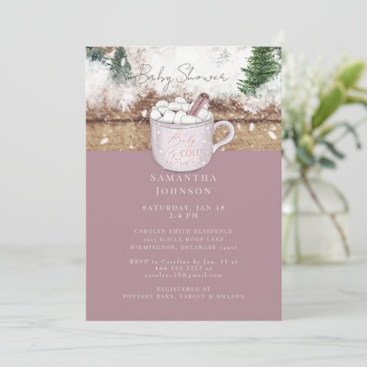 ほこりっぽいバラ素朴ベビー外のシャワーが冷たい 招待状 (スタンド正面)