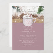 ほこりっぽいバラ素朴ベビー外のシャワーが冷たい 招待状 (正面/裏面)