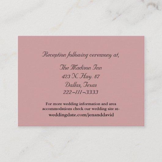 ほこりっぽいバラ結婚のエンクロージャカード エンクロージャーカード (正面)