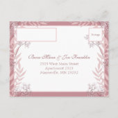 ほこりっぽいバラ結婚ピンクのヴィンテージ植物学 シーズンポストカード (裏面)