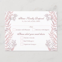 ほこりっぽいバラ結婚ピンクのヴィンテージ植物学 シーズンポストカード