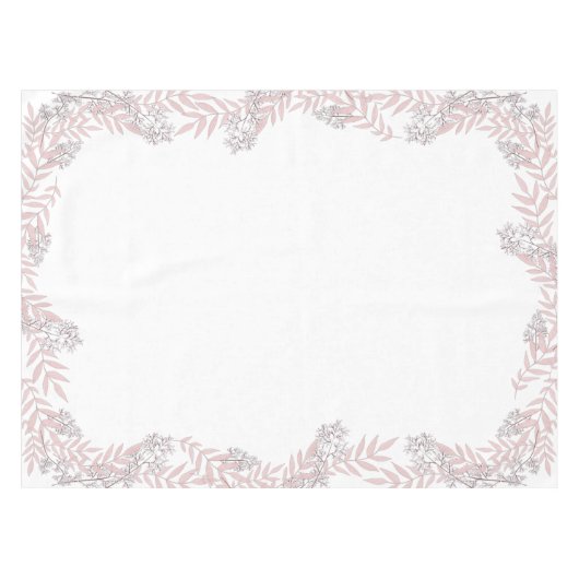 ほこりっぽいバラ結婚ピンクのヴィンテージ植物学 テーブルクロス (正面(横))