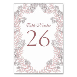 ほこりっぽいバラ結婚ピンクのヴィンテージ植物学 テーブルナンバー