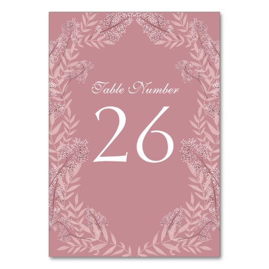 ほこりっぽいバラ結婚ピンクのヴィンテージ植物学 テーブルナンバー (裏面)