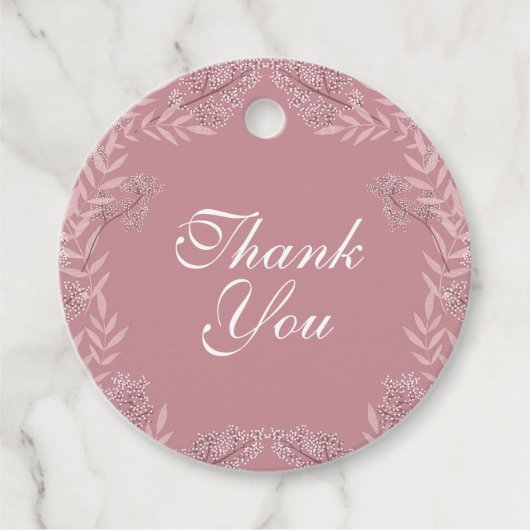 ほこりっぽいバラ結婚ピンクのヴィンテージ植物学 フェイバータグ (正面)