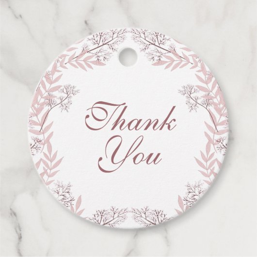 ほこりっぽいバラ結婚ピンクのヴィンテージ植物学 フェイバータグ (正面)