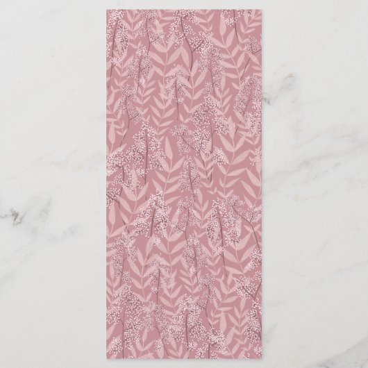 ほこりっぽいバラ結婚ピンクのヴィンテージ植物学 メニュー (裏面)