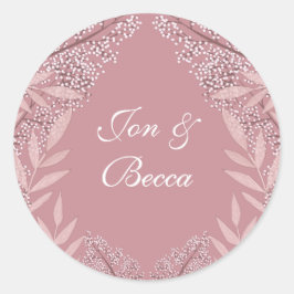 ほこりっぽいバラ結婚ピンクのヴィンテージ植物学 ラウンドシール