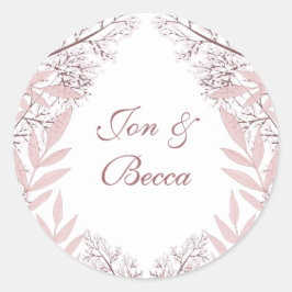 ほこりっぽいバラ結婚ピンクのヴィンテージ植物学 ラウンドシール
