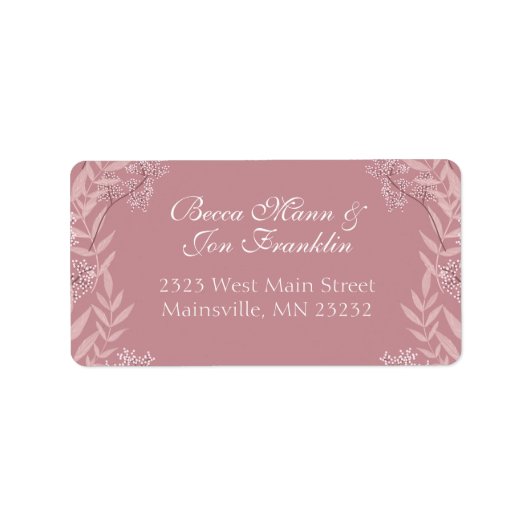 ほこりっぽいバラ結婚ピンクのヴィンテージ植物学 ラベル (正面)