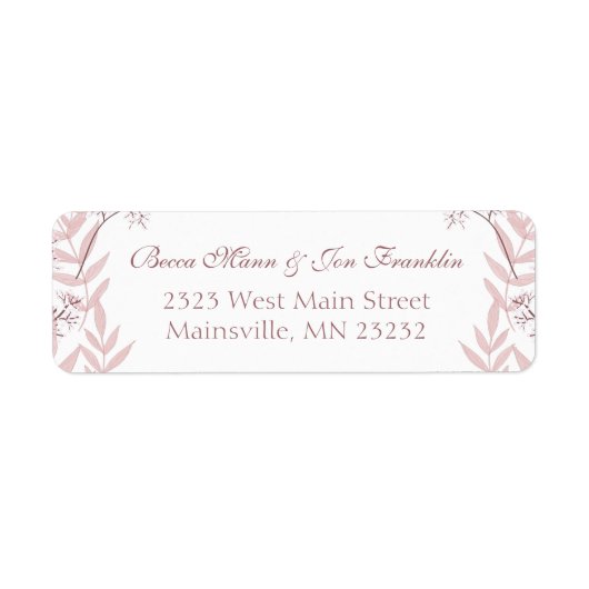 ほこりっぽいバラ結婚ピンクのヴィンテージ植物学 ラベル (正面)