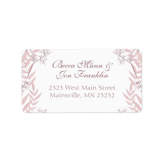 ほこりっぽいバラ結婚ピンクのヴィンテージ植物学 ラベル (正面)