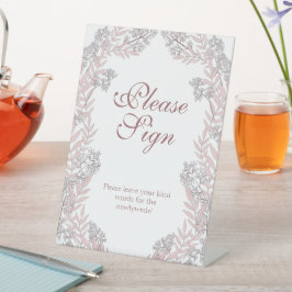 ほこりっぽいバラ結婚ピンクのヴィンテージ植物学 台座サイン