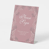 ほこりっぽいバラ結婚ピンクのヴィンテージ植物学 台座サイン (正面)