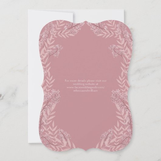 ほこりっぽいバラ結婚ピンクのヴィンテージ植物学 招待状 (裏面)
