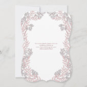 ほこりっぽいバラ結婚ピンクのヴィンテージ植物学 招待状 (裏面)