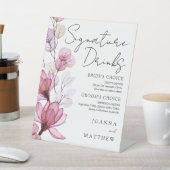 ほこりっぽいバラ結婚フローラのシグネチャードリンク 台座サイン (インサイチュ)