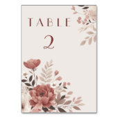 ほこりっぽいバラ結婚フローラのテーブル番号 テーブルナンバー (正面)