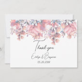 ほこりっぽいバラ結婚フローラ サンキューカード (正面)