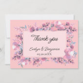 ほこりっぽいバラ結婚フローラ サンキューカード (正面)