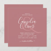 ほこりっぽいバラ結婚モノクロ 招待状 (正面/裏面)