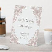 ほこりっぽいバラ結婚レースのカードとギフトのサイン 台座サイン (インサイチュ)