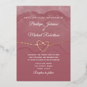 ほこりっぽいバラ結婚書道の箔招待状 箔招待状 (正面)